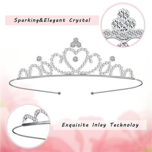 12-Piece Crystal Tiara Set: Princess Headbands for Girls - Picture 5 of 6